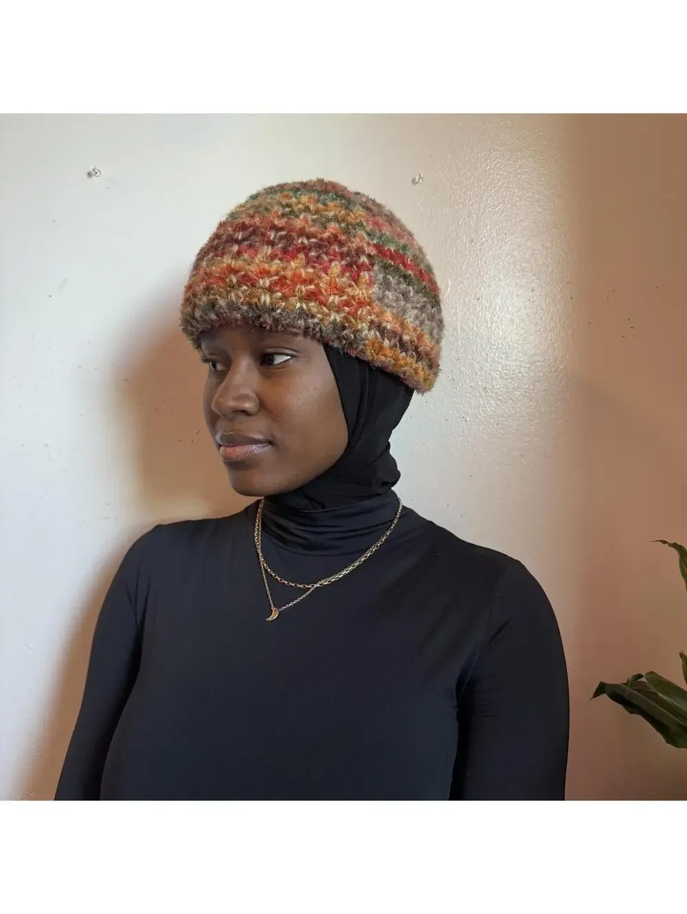 90s Made in Italy Chunky Knit Earthy Variegated Beanie